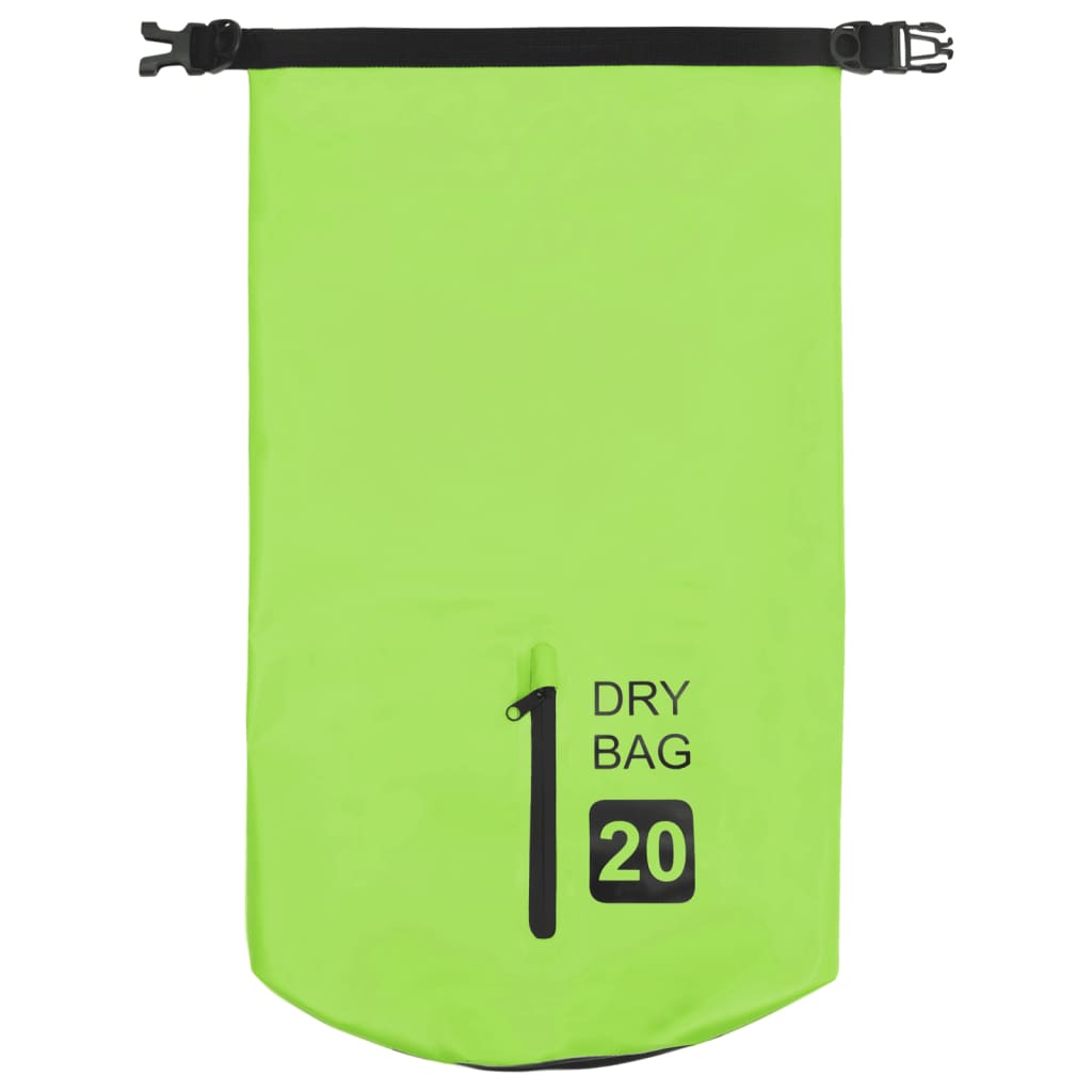 vidaXL Dry Bag with Zipper Green 5.3 gal PVC