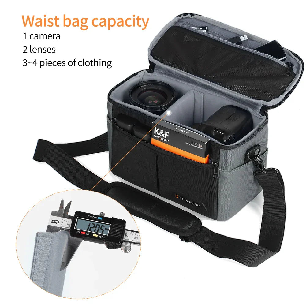 2-in-1 Camera Backpack And Sling Waist Bag Grey