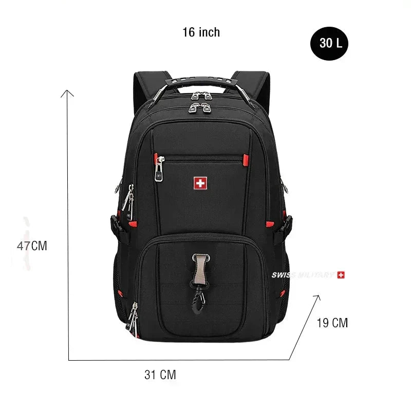 Waterproof Backpack with USB Charging PortRucksack Black