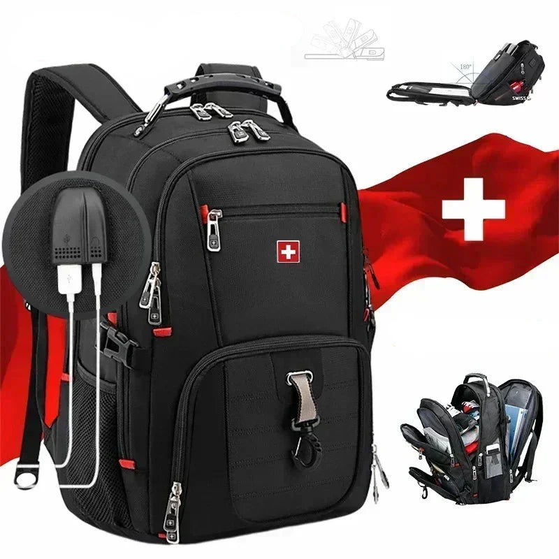 Waterproof Backpack with USB Charging PortRucksack Black