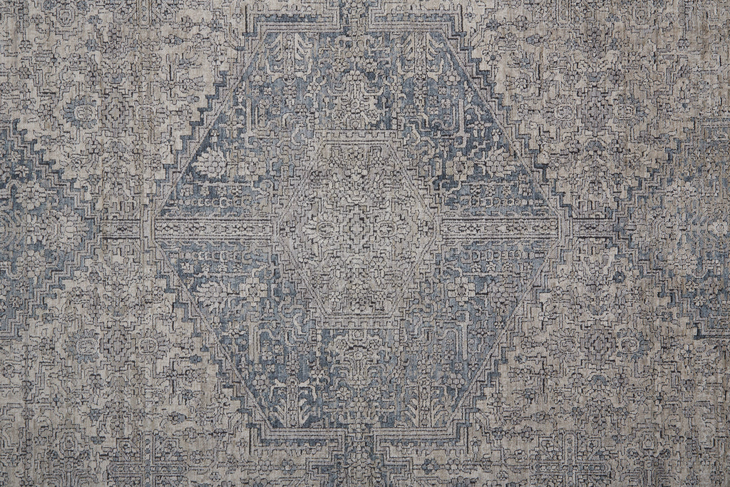 Marquette Transitional Medallion - Taupe/Gray/Blue Area Rug