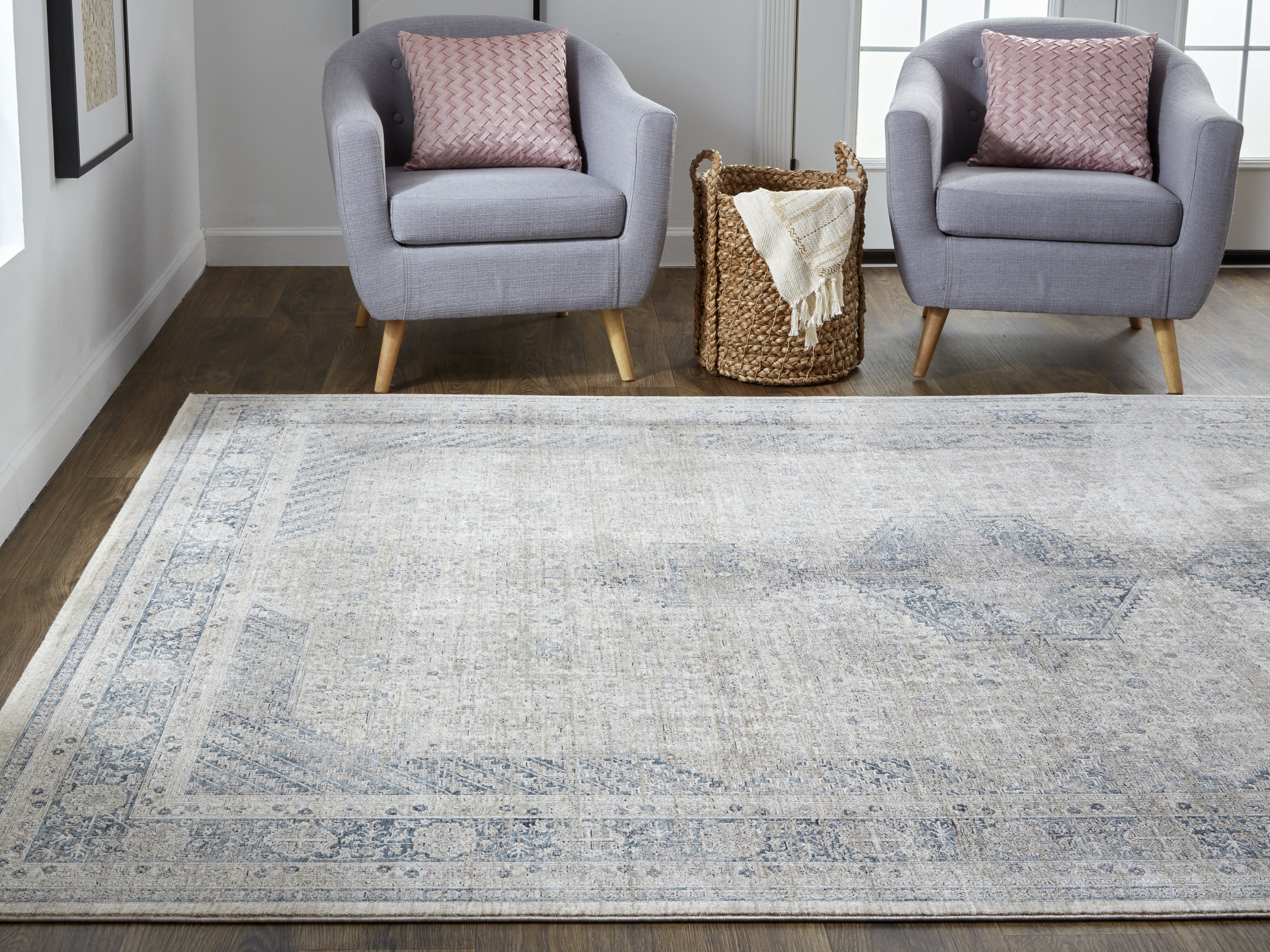 Marquette Transitional Medallion - Taupe/Gray/Blue Area Rug