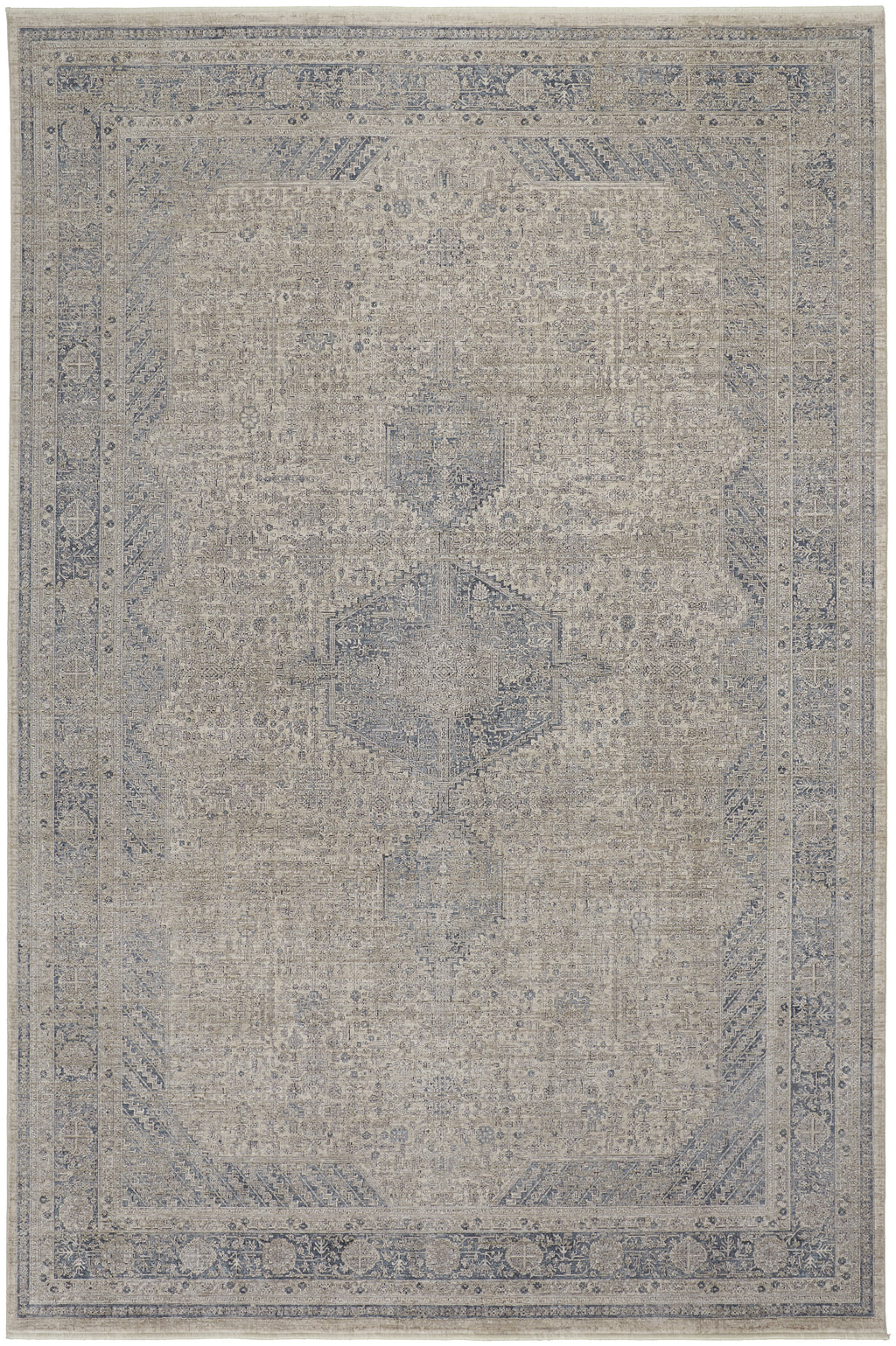 Marquette Transitional Medallion - Taupe/Gray/Blue Area Rug