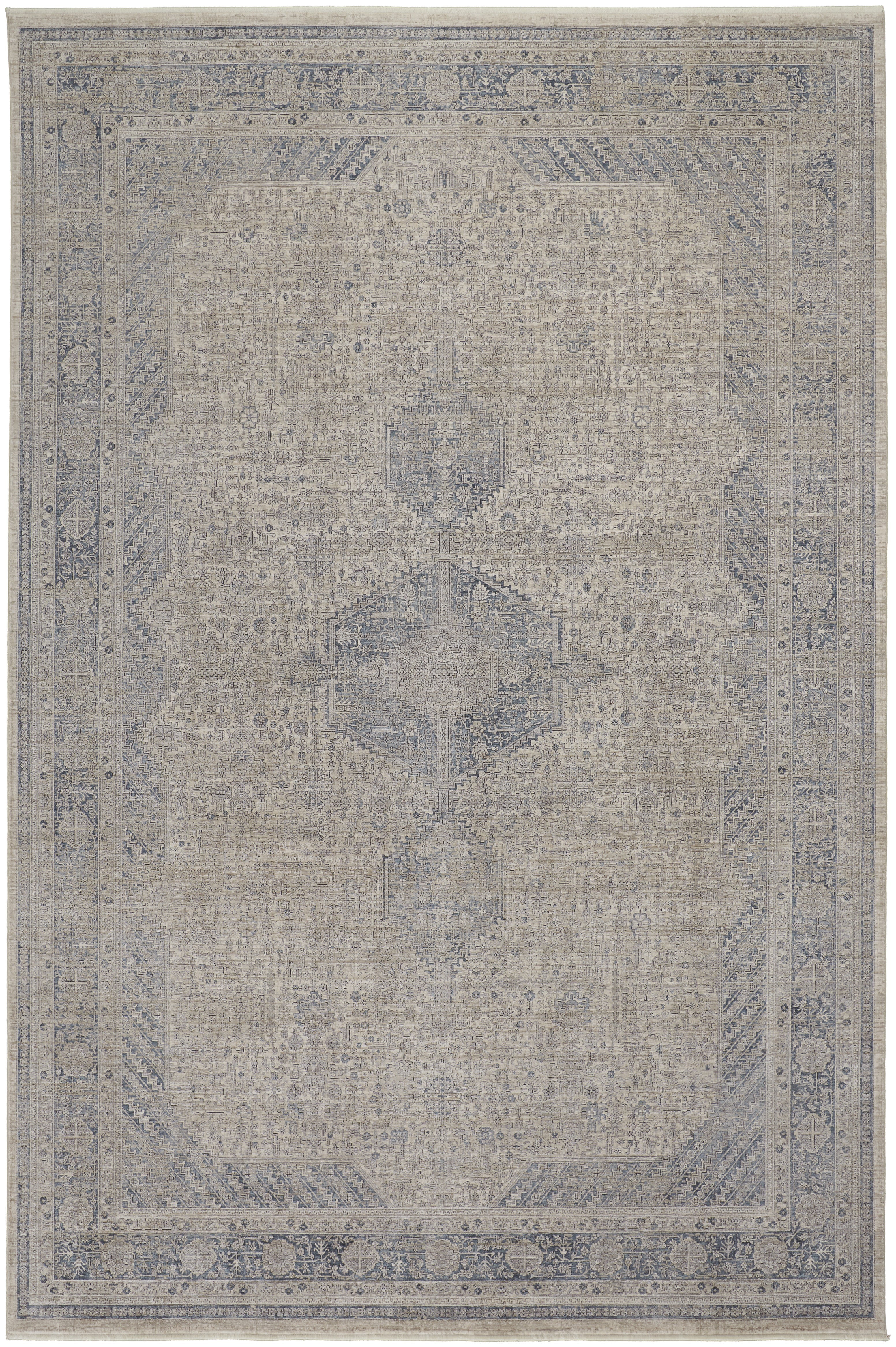 Marquette Transitional Medallion - Taupe/Gray/Blue Area Rug